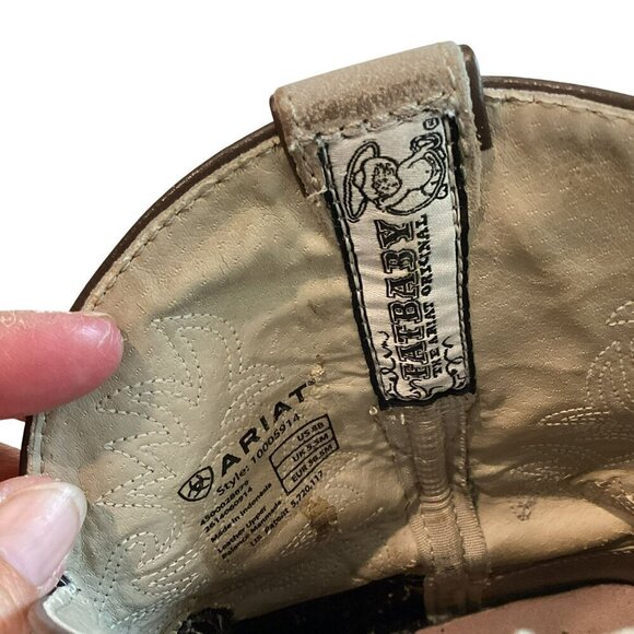 Ariat Fatbaby Western Boots Women's Sz 6B Leather Two-Tone Brown Rodeo Cowgirl - Picture 9 of 11